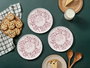 Hermia Red Thorn Juego de Platos para Postres Rojo y Blanco (6 Piezas) de Porcelana